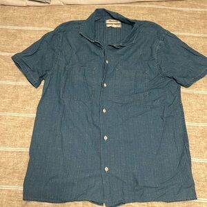 Madewell Indigo Easy Short-Sleeve Camp Shirt in Ticking Stripe